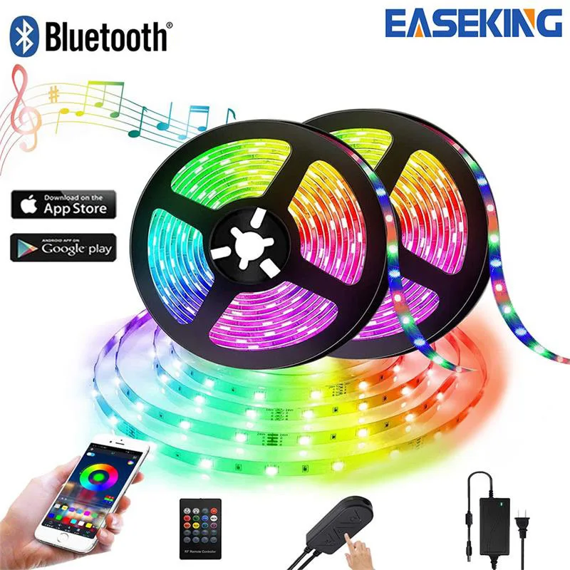 16.4ft Waterproof Bluetooth Light Strip LEHOU Bluetooth LED Strip Light Flexible RGB Strip Light Kit,Rope Light for iOS/Android App Controlled for Festival Decoration 