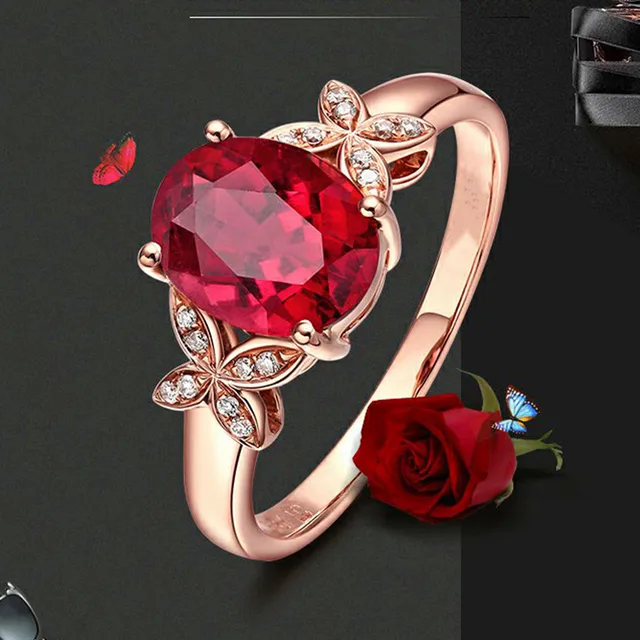 rose gold red diamond ring