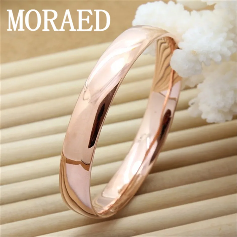 925 Sterling Silver Smooth Solid Bracelet Bangles For Women Lady Charm Party Luxury Jewelry Rose Gold Bangle-animated-img