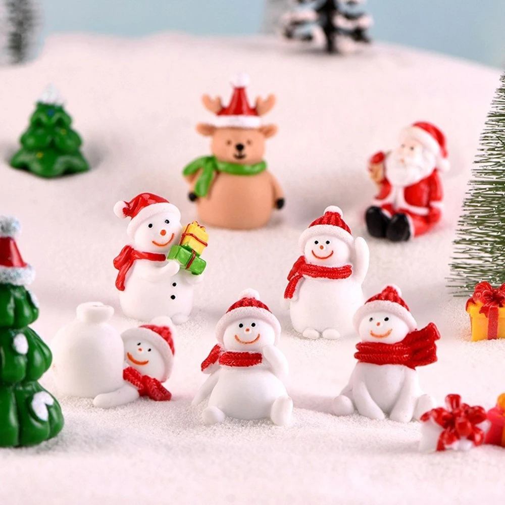 Christmas Miniature Ornaments Mini Resin Santa Claus Snowman