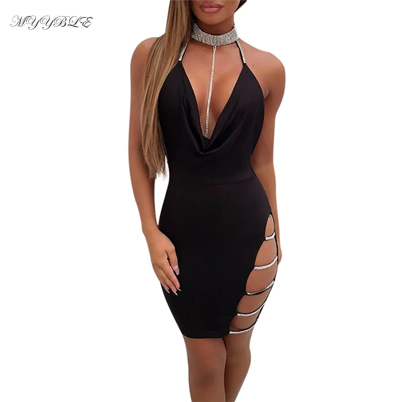 deep v neck bandage dress