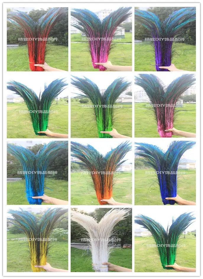 Wholesale 10Pcs/Lot Natural Peacock Feathers for DIY Craft Wedding