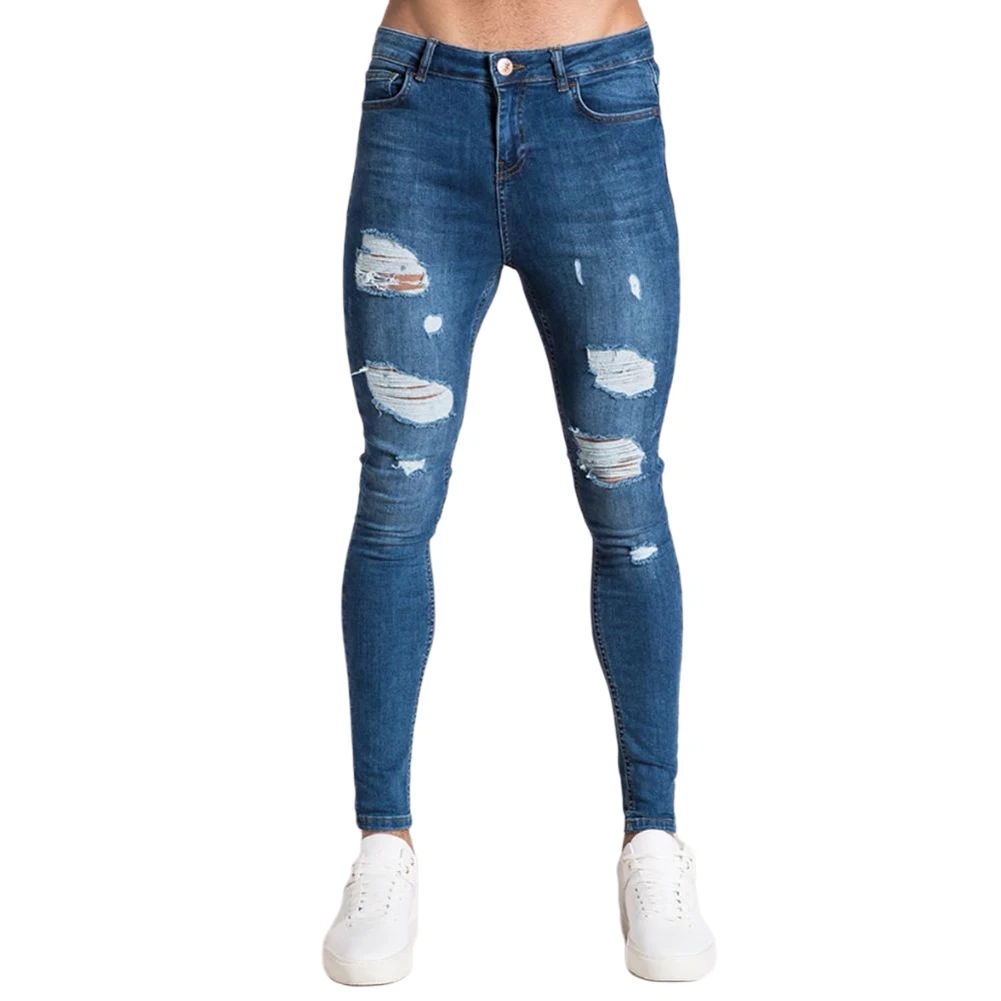 high waisted ripped skinny jeans blue