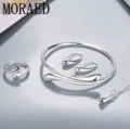 Fashion Wedding Bridal Jewelry Set 925 Sterling Silver Water Drop Necklace Bangles Rings Earrings Sets For Women Party Gifts