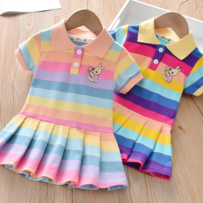 Unicon Children Dress Spring Summer Turn-Down Collar Kids Clothes Fashion toddler Baby Girls Clothing Summer Dress Girl-animated-img