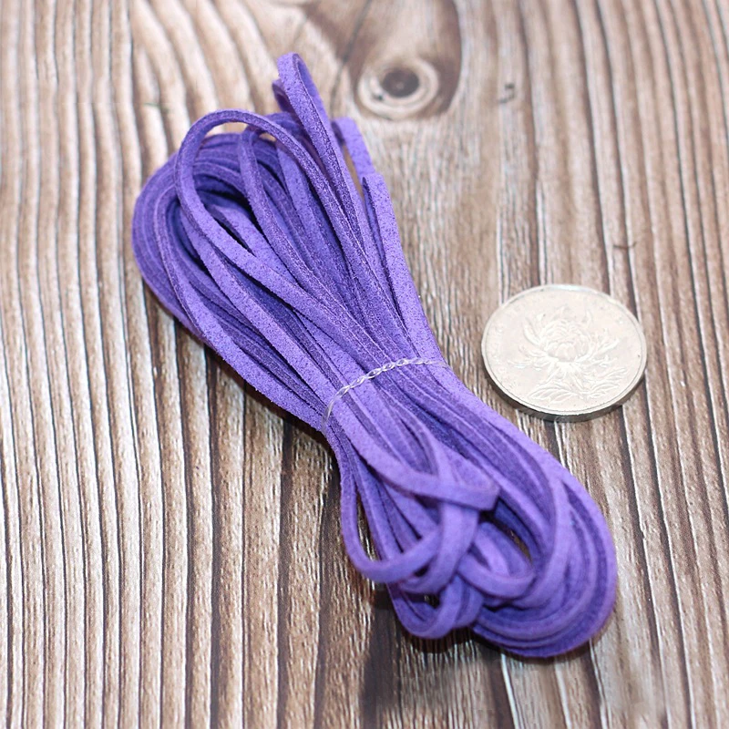 90m/Roll Flat Faux Suede Leather Cord Braided Cord Korean Velvet