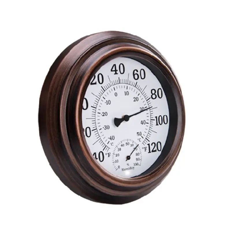 20cm Antique Indoor Outdoor Thermometer Hygrometer Temperature Humidity  Meter Wall Clock Thermometer for Greenhouse Home Decor