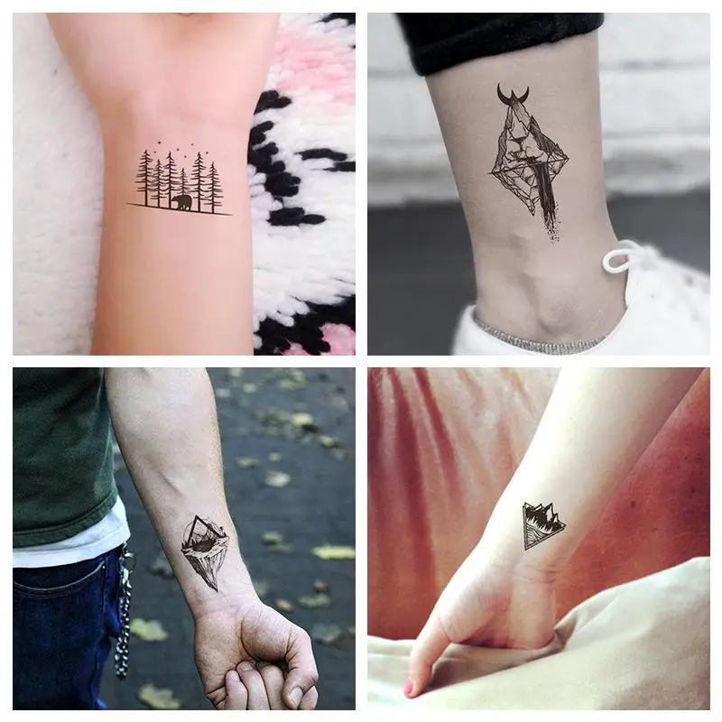 Agora Tatoyaz Temporary Tattoos Sexy Fake Tattoo Body Art Sleeve Tattoos For Men Black Party Stuff Geometric Waterproof Tattoo Stickers