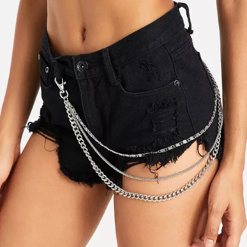 Punk Chains on Jeans Keychain for Women Pants Multi Layer Belt Waist Chains Hip Hop Hook Hiphop Jewelry