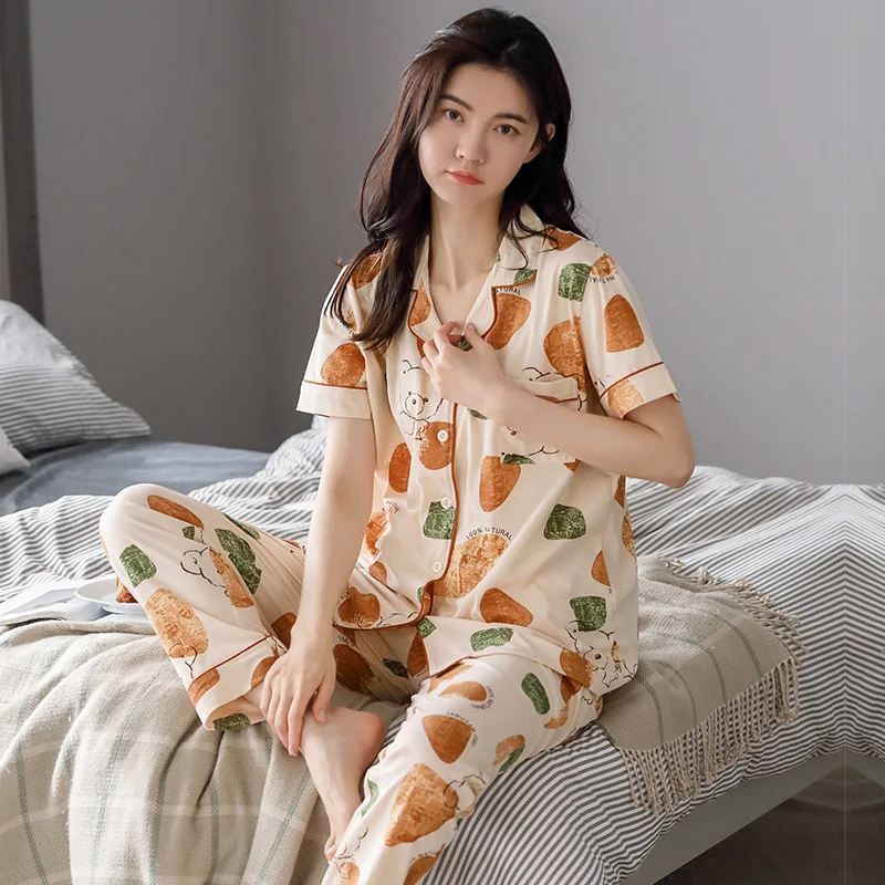 Women's Pajamas Set Design Luxury Cross Letter Print 