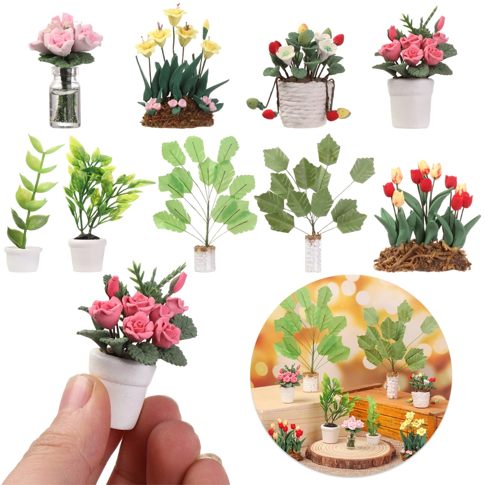 Doll House Flowers Mini Tree Potted Wall Decoration Flower