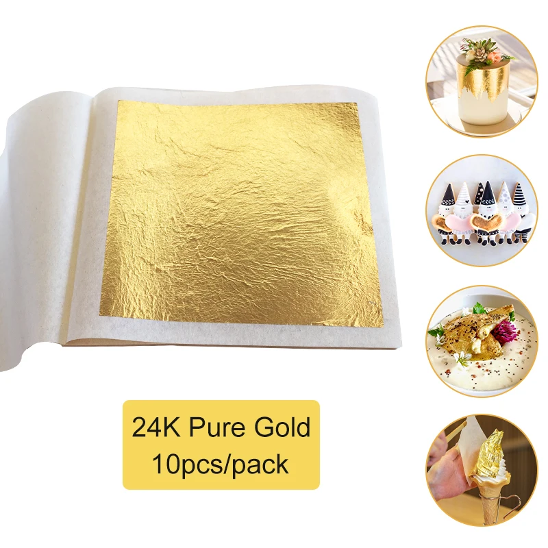 100PCS 24K Gold Leaf Edible Gold Foil Sheets for Food Cake