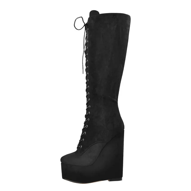 lace up knee high womens boots