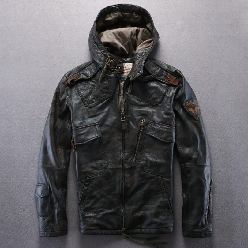 קנו ז'קטים | Avirex fly hooded leather 