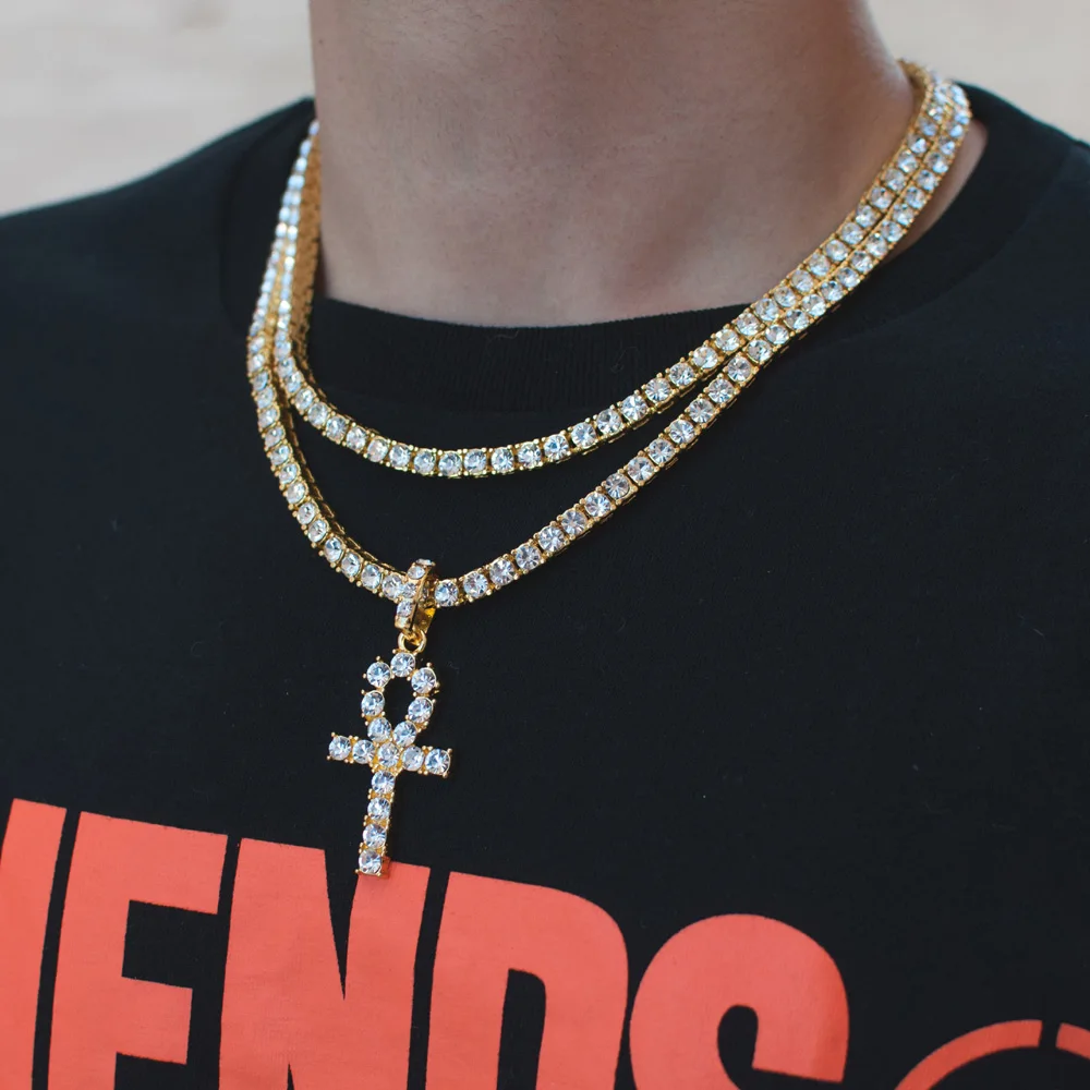 mens tennis chain with cross