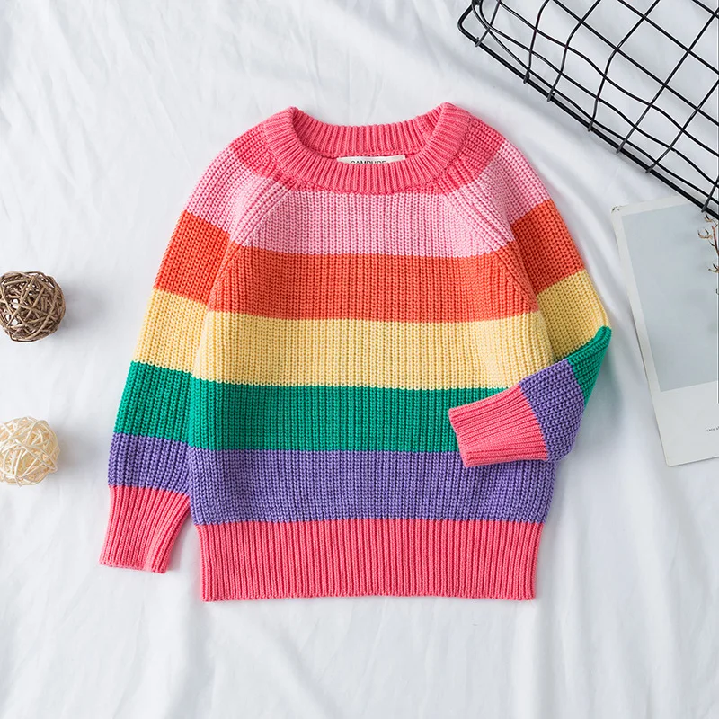 Rainbow Baby Knitted Sweater Girls Pink 