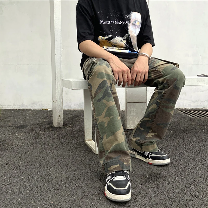 slim camo cargo pants mens