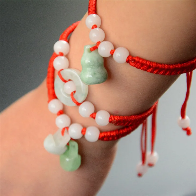 1 pcs Chinese Oriental Green With Beads 