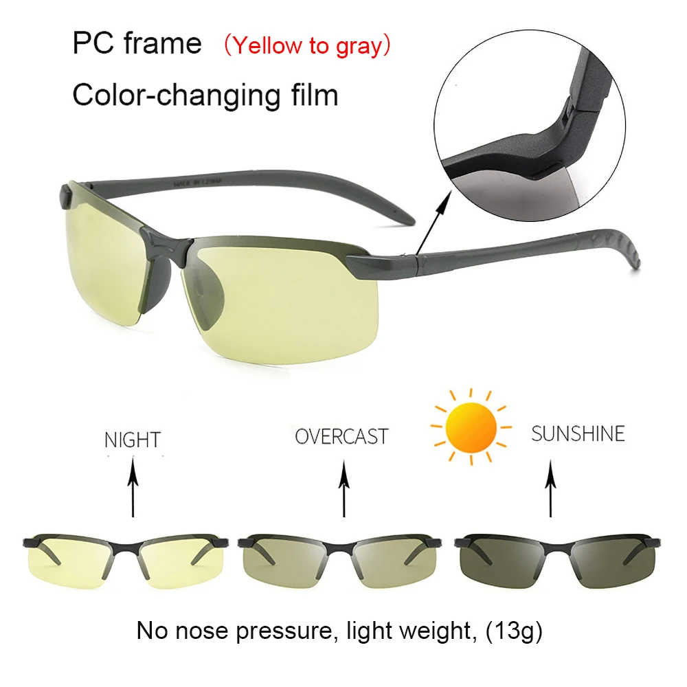 New Polarized Photochromic Sunglasses Men Driving Chameleon