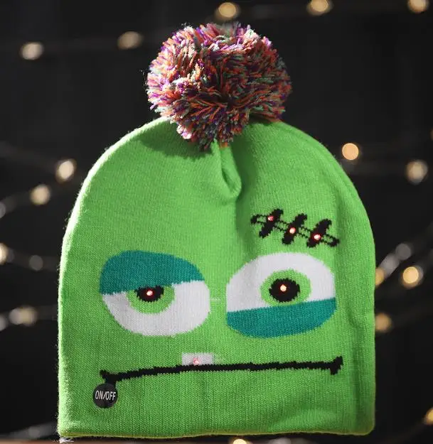 Halloween LED Light Up Hat Beanie Knit 