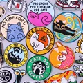Cartoon Cat Patches On Clothes Hippie Badges Stripe Cute Cat Embroidery Patch DIY Iron On Patches For Clothing Stickers Applique preview-1