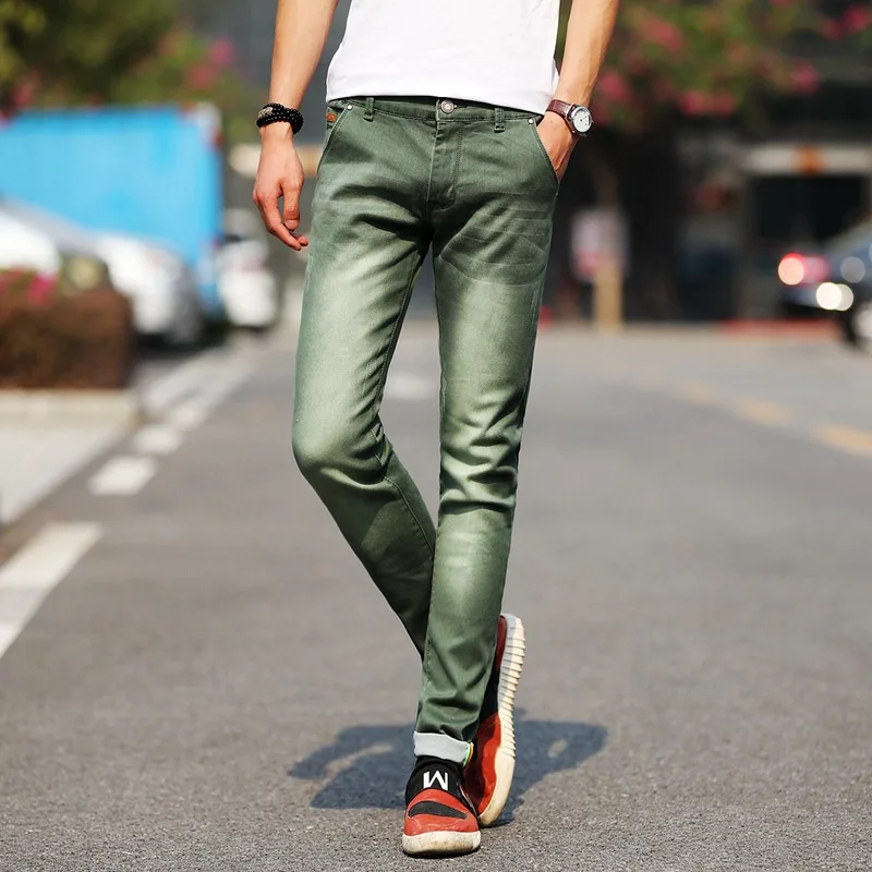 slim fit green jeans