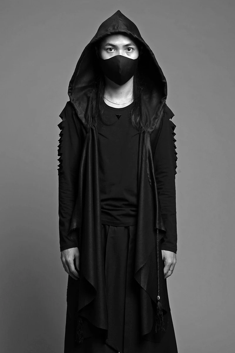 Dark Black Windbreaker Robes Male 