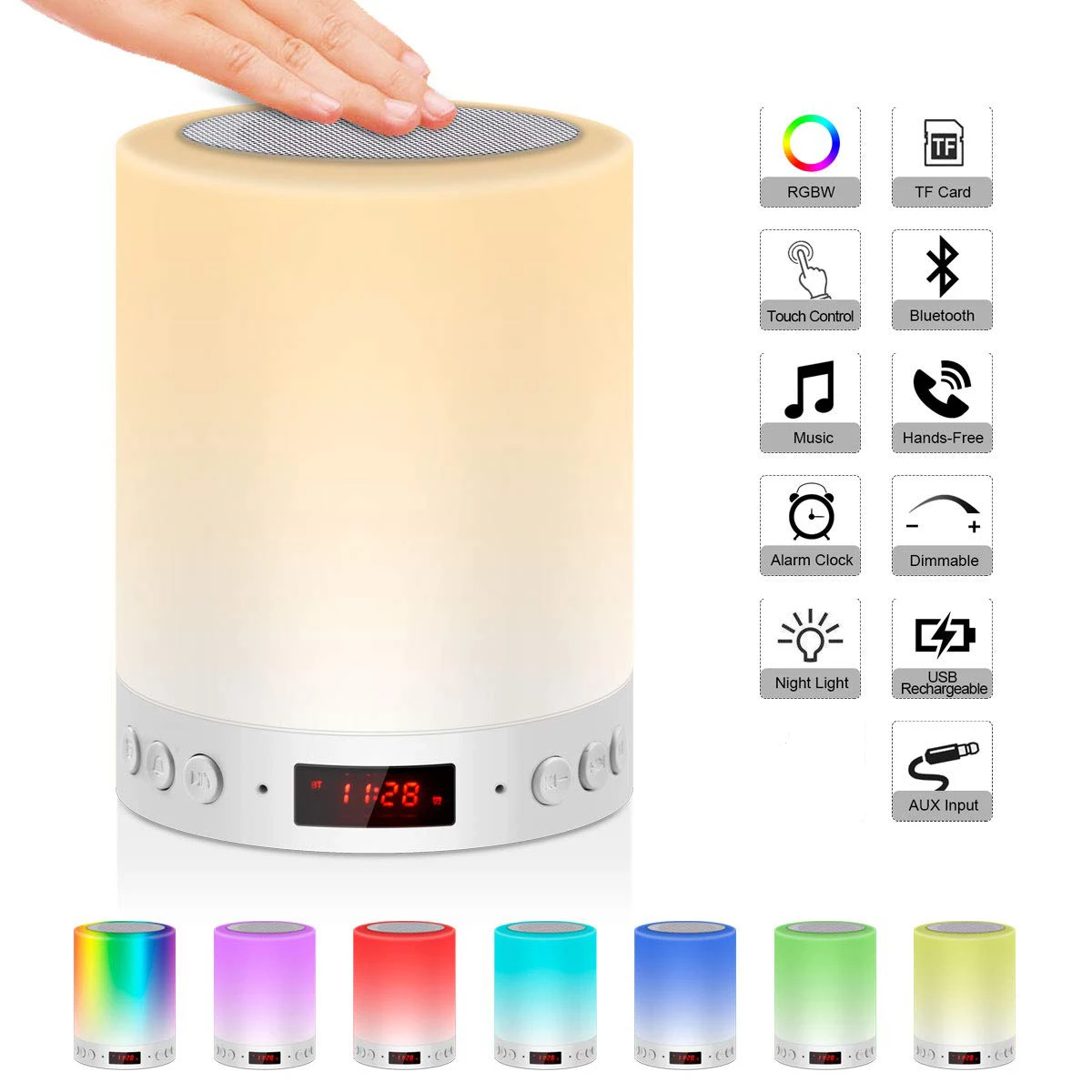 alarm clock with speaker and light