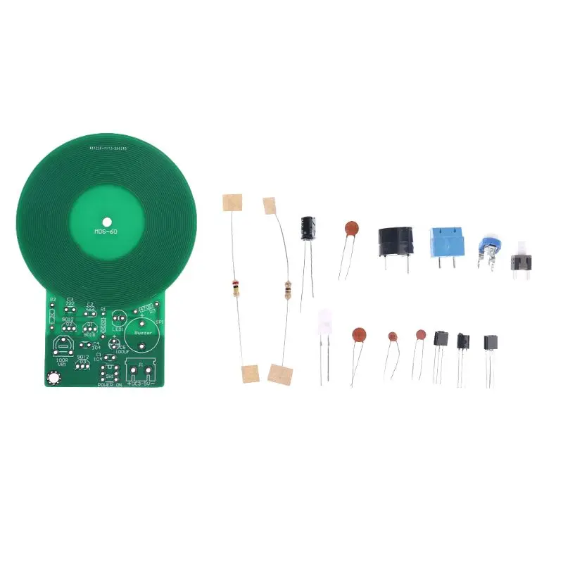 1Set Metal Detector DC 3V-5V DIY Assembled Electronic Kit Welding Exercise Board for Beginners Tools 9x6.3cm Green Color