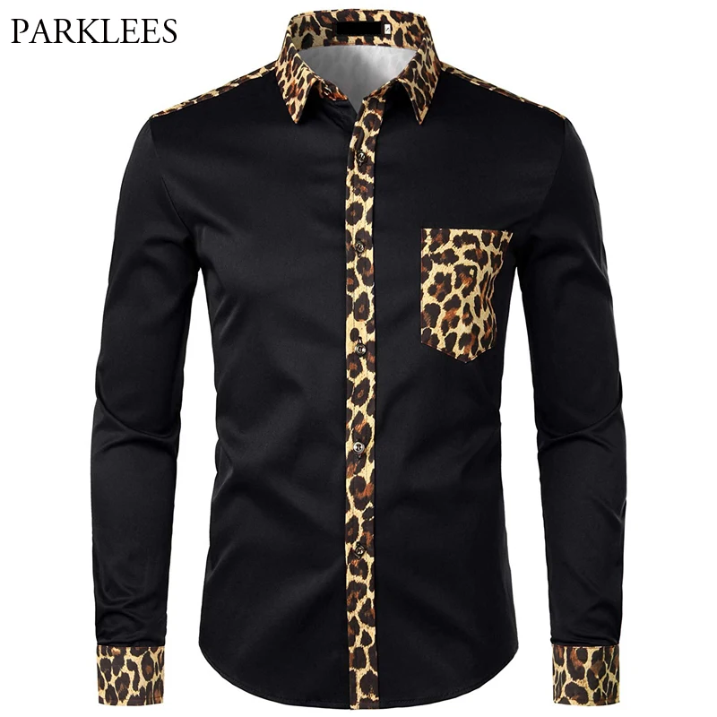 cheetah collared shirt