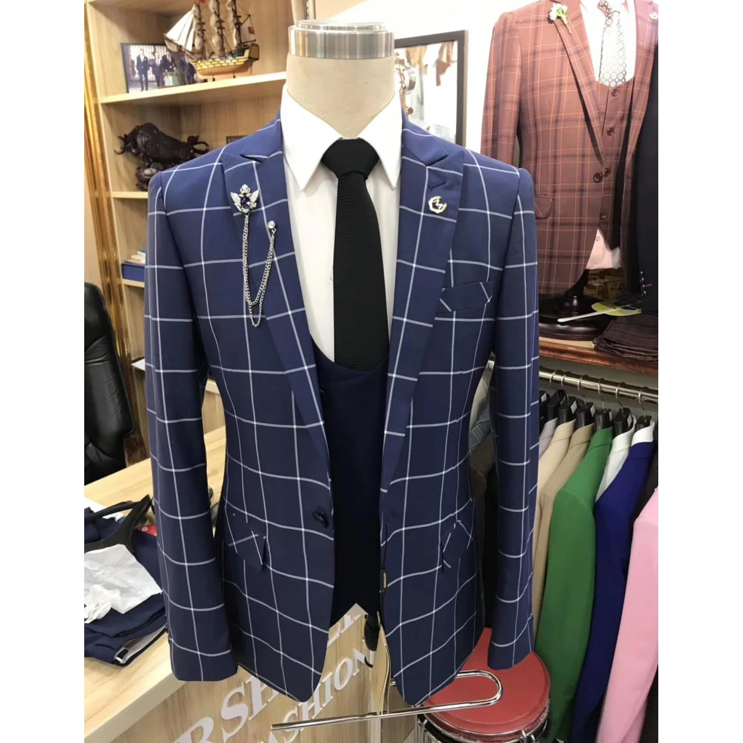 blue suit set for men