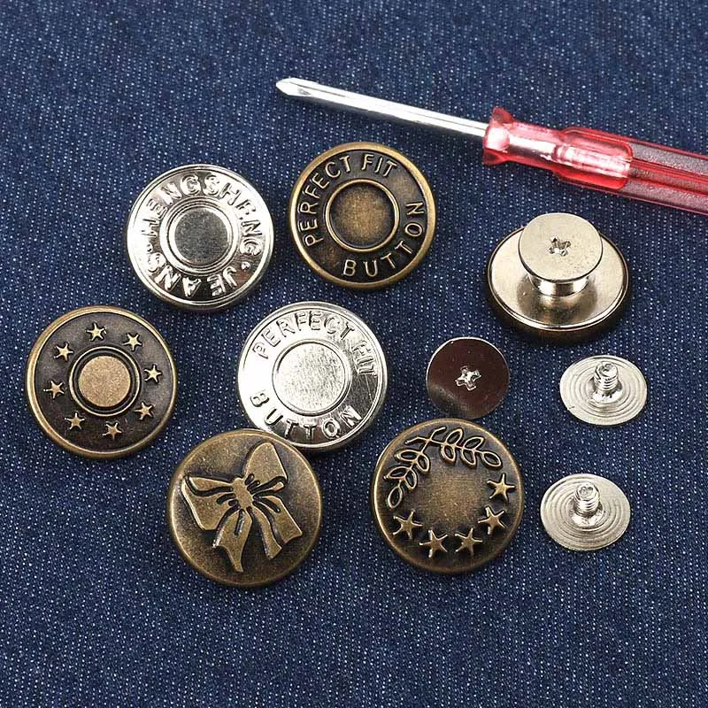 10Pcs Jeans Button Waist Adjustment Buttons Snap Fastener  Buttons ,For Jeans  Free Nail Twist Sewing Buttons-animated-img