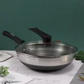 KOBACH kitchen wok 32cm nonstick pan stainless steel wok honeycomb wok double pattern wok frying pan with lid preview-5