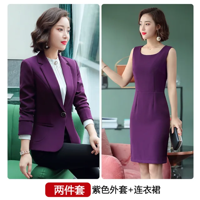 Purple Women Formal Dress Suit Ladies 