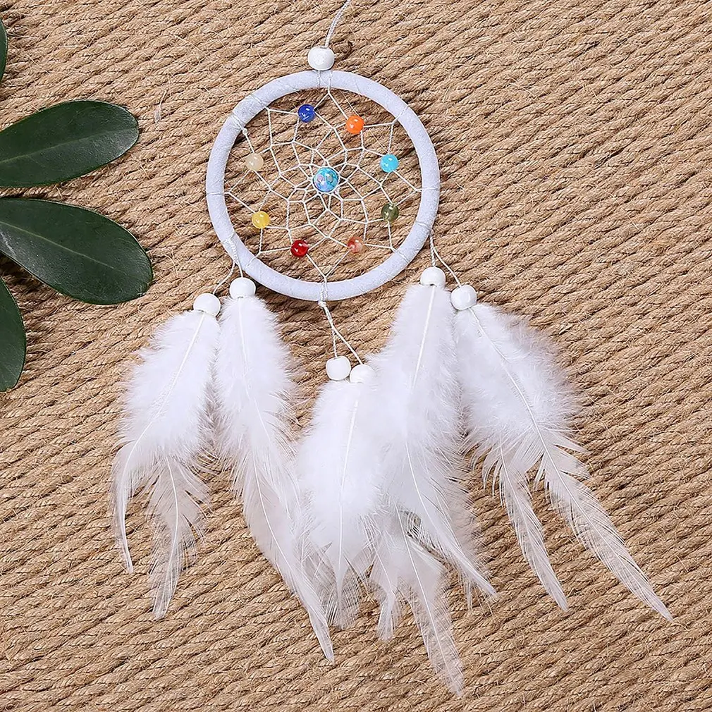 Girl Heart Dream Catcher National Feather Decoration Ornaments Lace Ribbons Circular White Room Decor Dreamcatcher Dream catcher