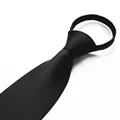 Black Simple Clip on Tie Security Tie Doorman Steward Matte Black Funeral Tie for Men Women Students preview-4