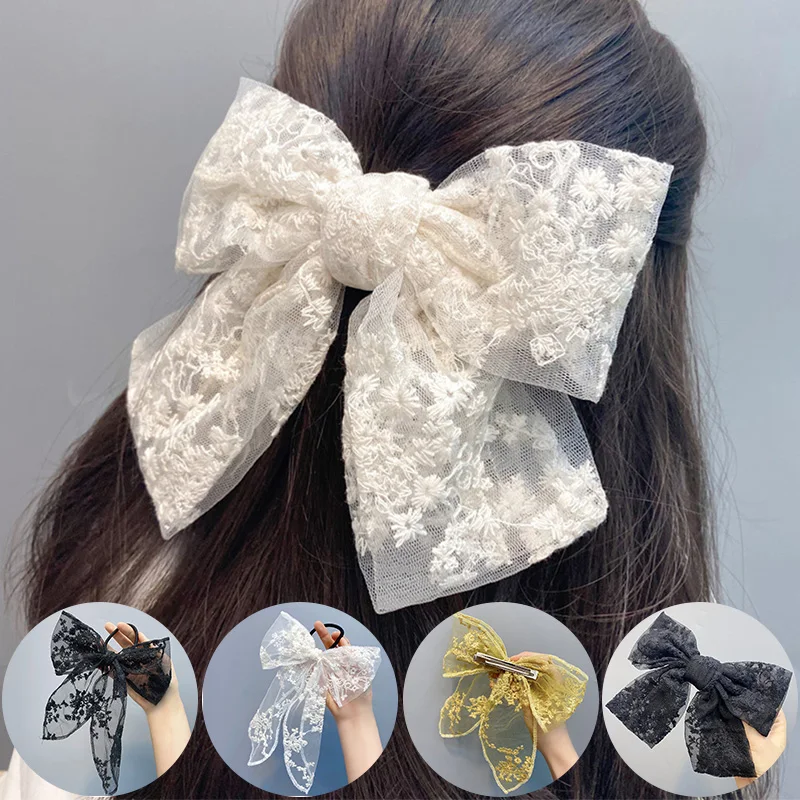 Αγορά Γυναικεία αξεσουάρ μαλλιών  Women Girls Cute Hairpins Hair Rope Lace  Flower Bow Ribbon Hair Clip Hair Ornament Fashion Headband Black White Hair  Accessory