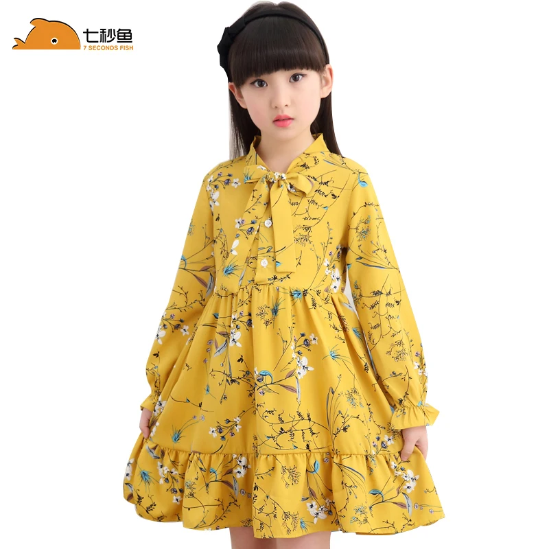 Girl Summer Dress Long Sleeve Children 