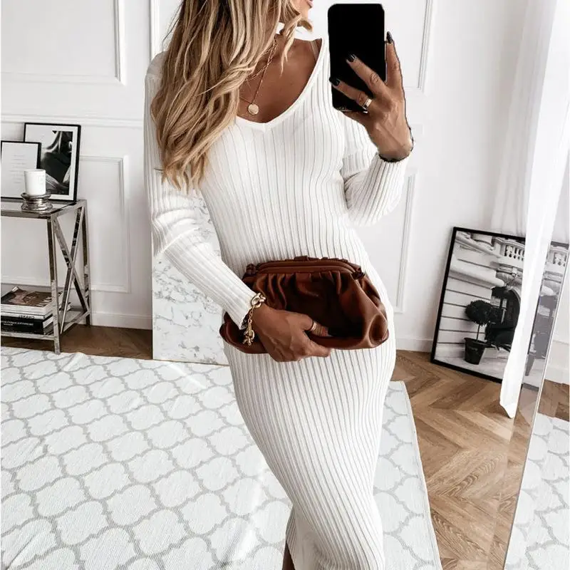 Clothing Slim Black Dresses Female Robe 