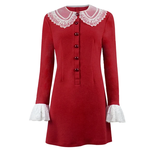 red collar dress