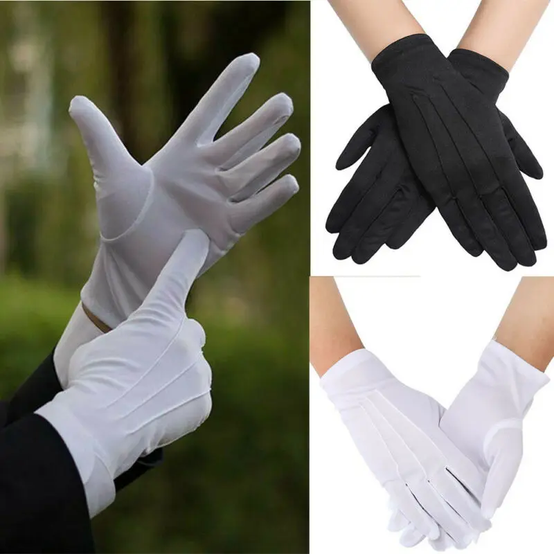 white cotton jewelry gloves