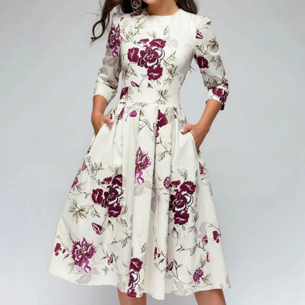 Summer Party Dress Women Elegent Floral 