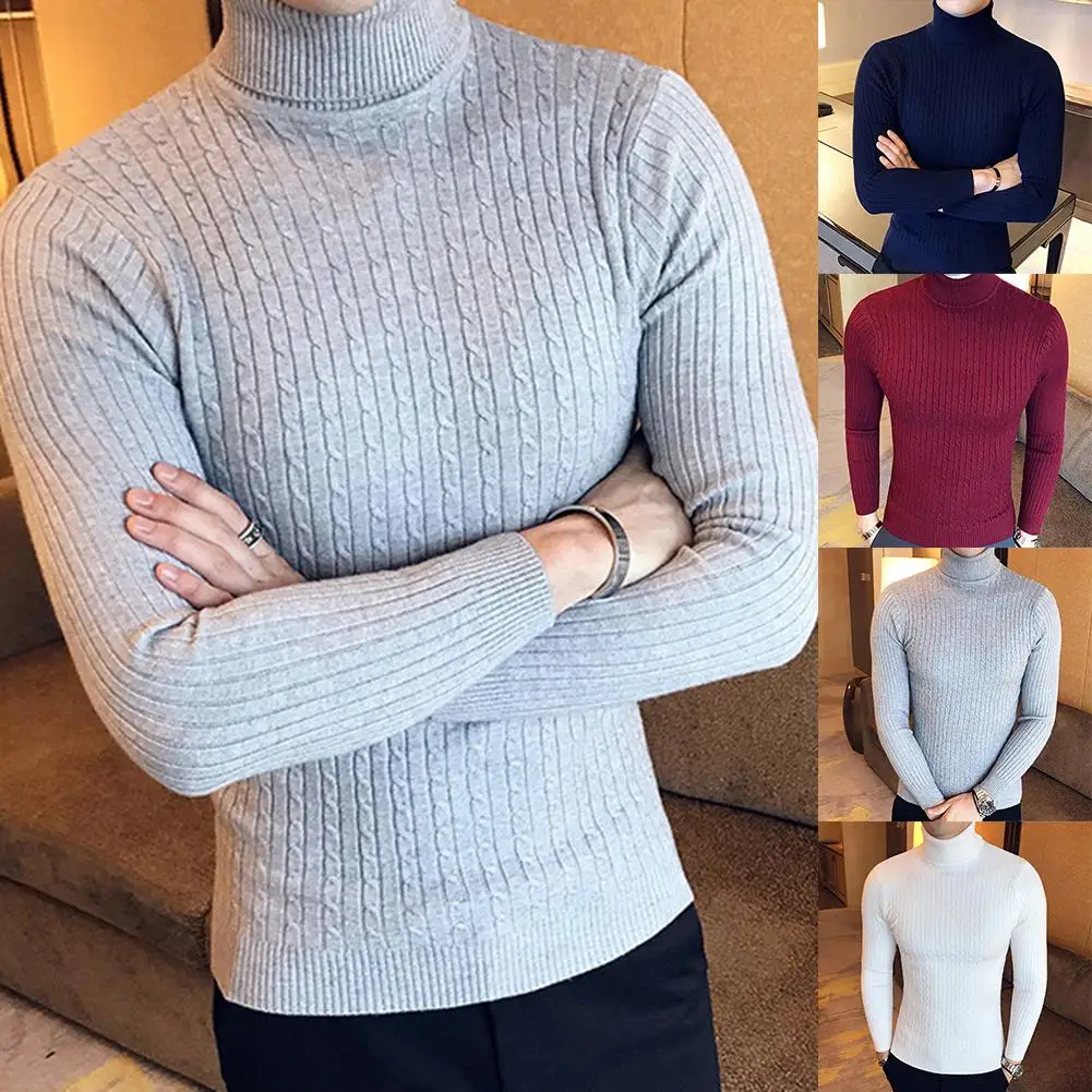 Winter High Neck Thick Warm Sweater Men 