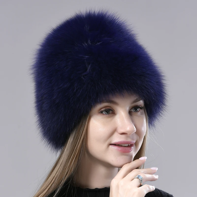 Winter Hats Women Natural Fox fur 