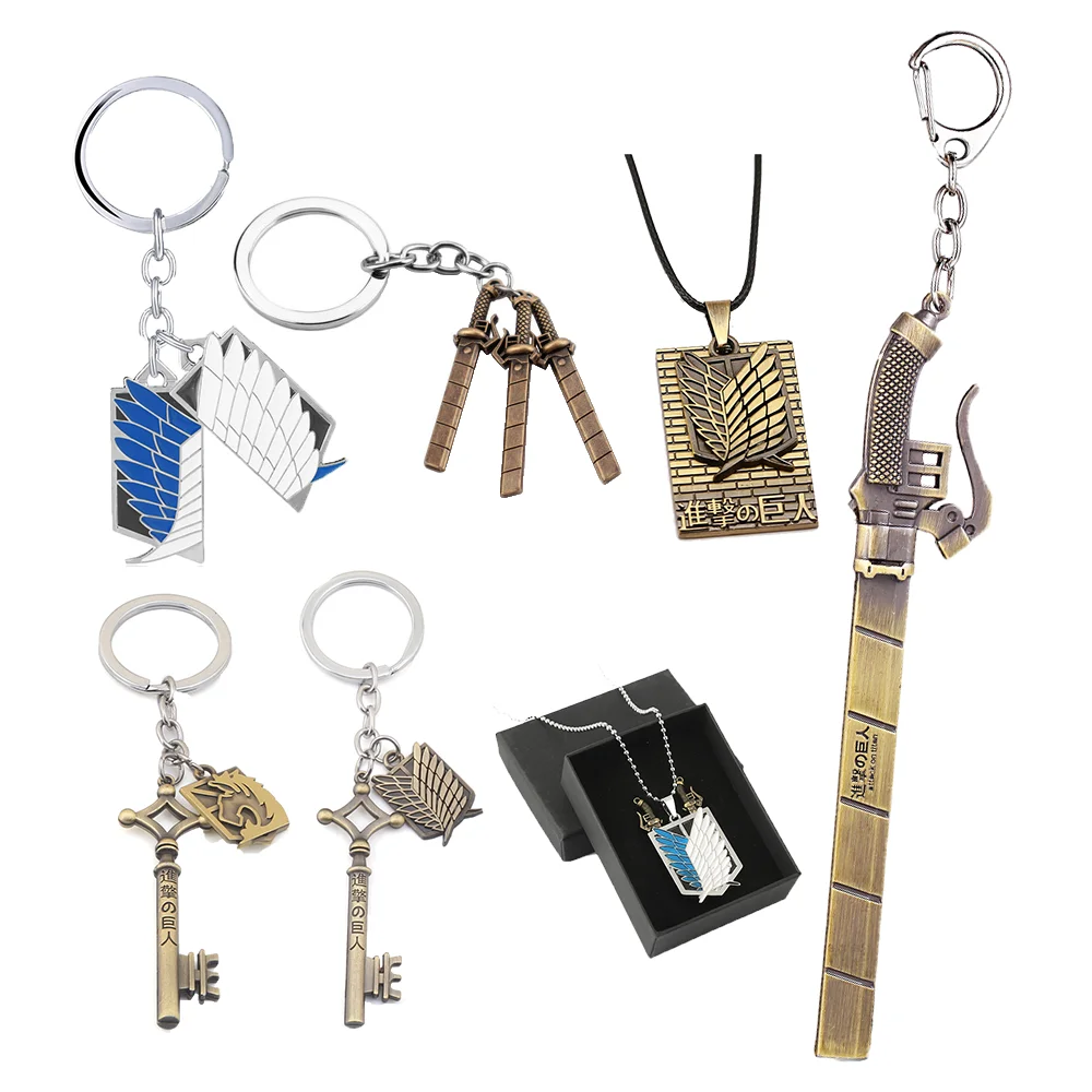 arrival casual High exposure Cumpără Seturi de bijuterii & altele | Anime Attack On Titan Keychain Metal  Bronze Pendant Kyojin Key Holder Ring Chaveiro Men Mikasa Levi Gift Clef  Jewelry Bracelet