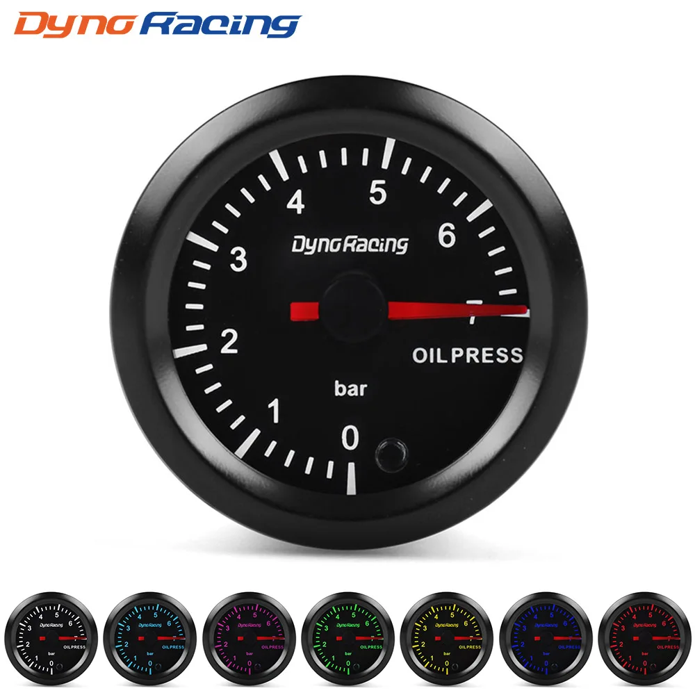 Dynoracing 2" 52mm 7 Colors LED Car Oil Pressure Gauge 0-7 BAR Oil Press Meter High Speed Motor With Sensor  BX101733-animated-img