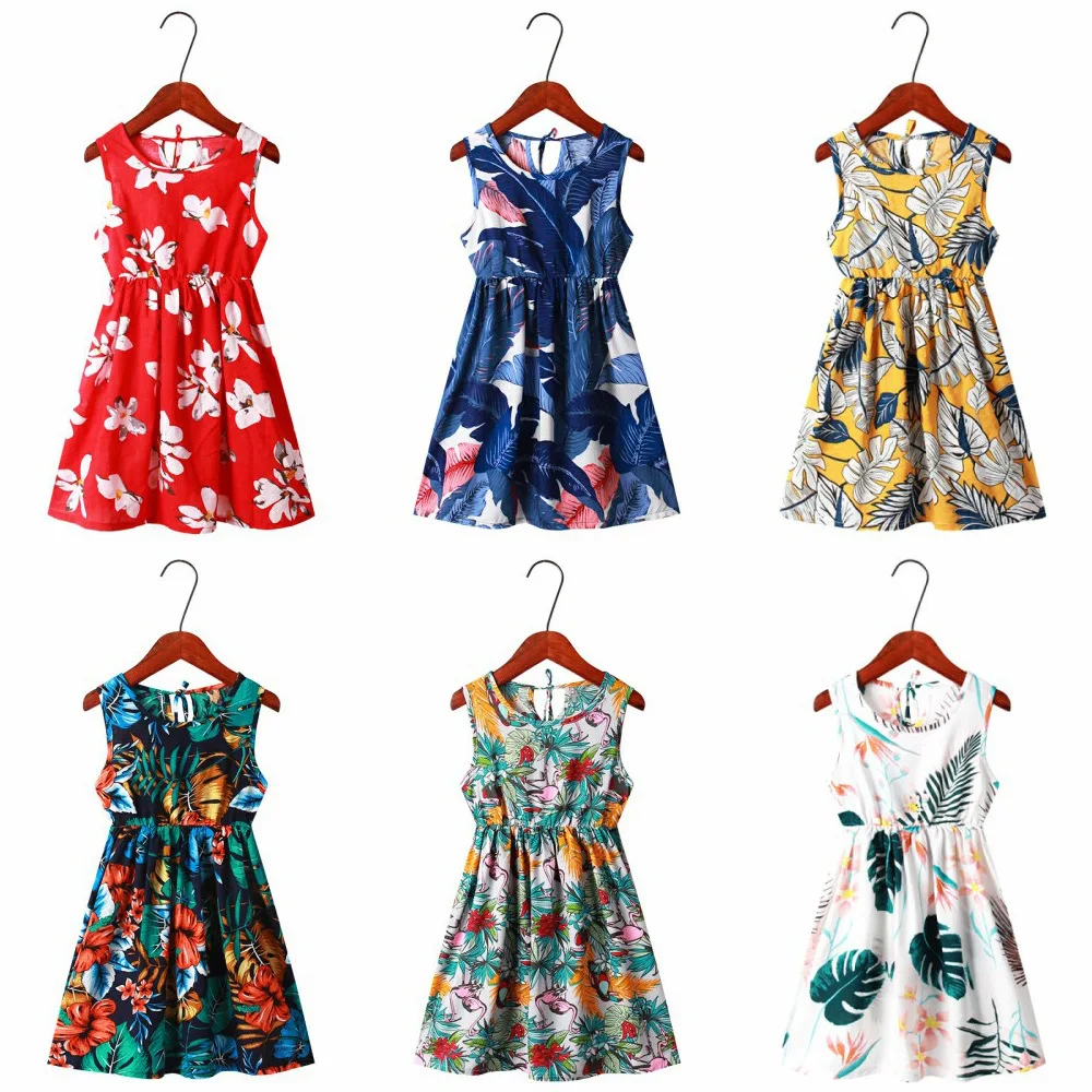 Children Girl Dress Summer Child Girls Clothing Cotton Sleeveless Flower Kids Summer Dresses for baby Clothes girls dresses-animated-img