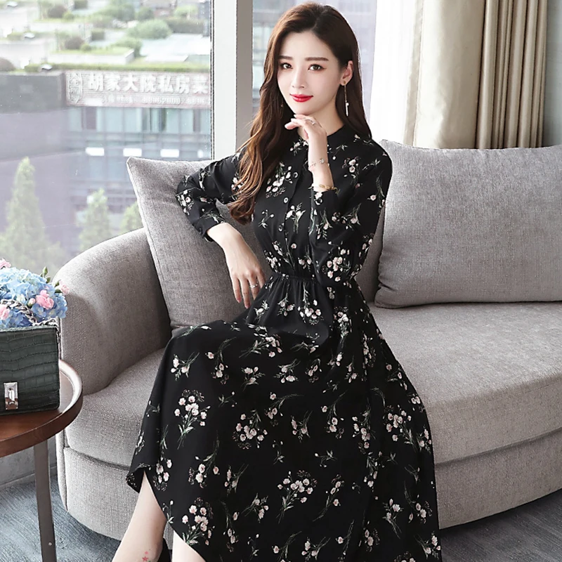 Autumn Winter Black Vintage Floral 