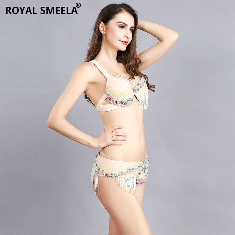 New Arrival Women's Beaded Belly Dance Costume Wear Bra+Belt Set