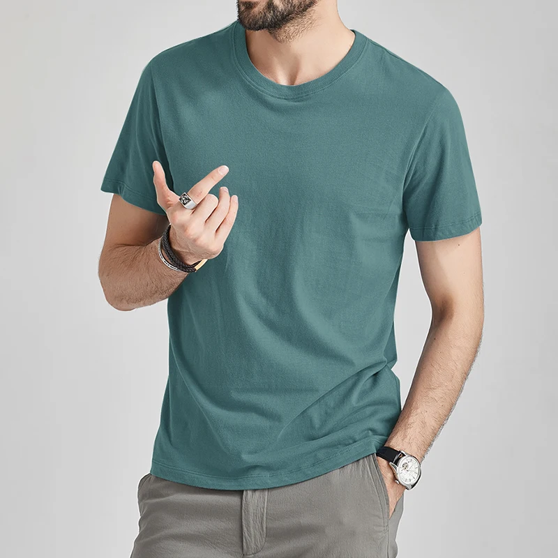 T Shirt For Men Summer Cotton Tops Solid Colors Blank Tshirts O-neck Men  Clothing Plus Size M to 5XL